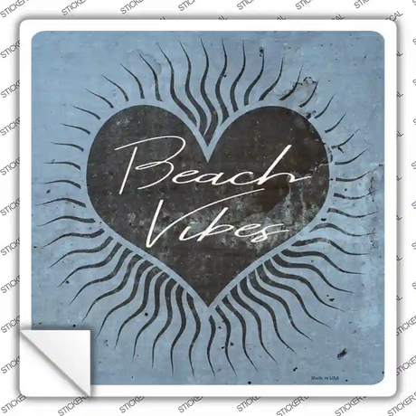 Love Beach Vibes Novelty Square Sticker Decal