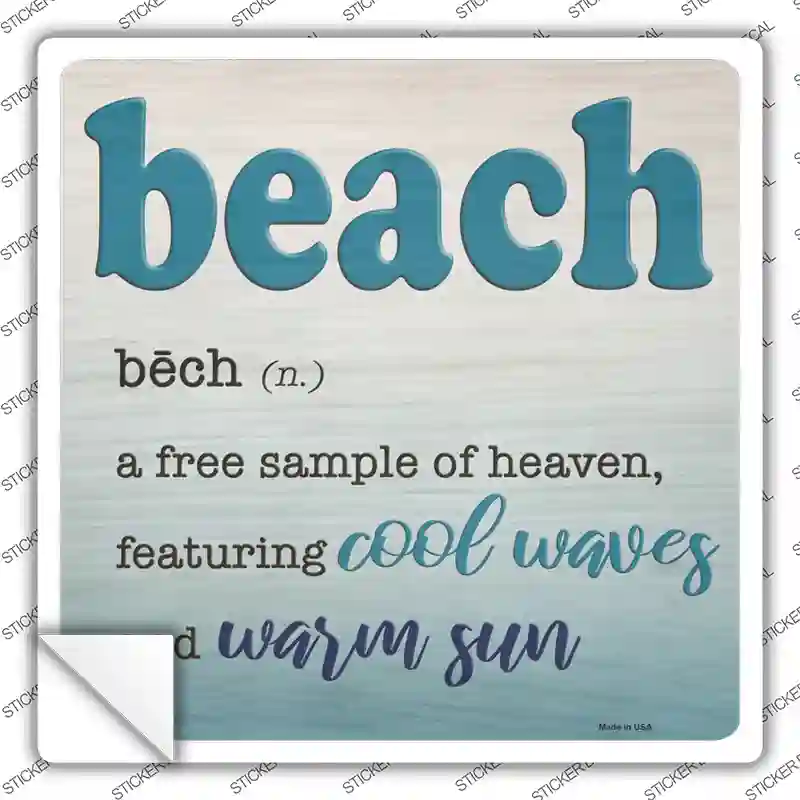 Beach Novelty Square Sticker Decal