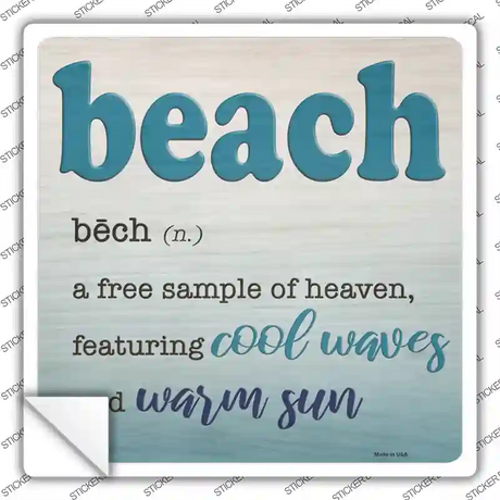 Beach Novelty Square Sticker Decal