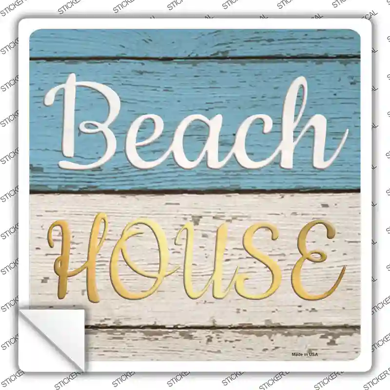 Beach House Novelty Square Sticker Decal