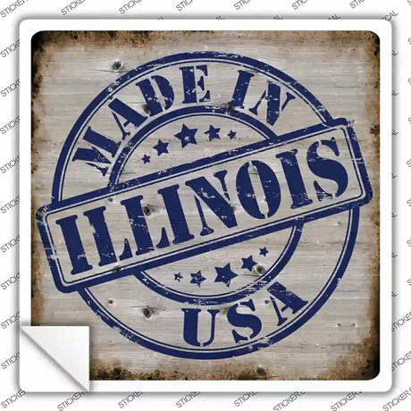 Illinois Stamp On Wood Novelty Square Sticker Decal