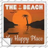 The Beach My Happy Place Novelty Square Sticker Decal
