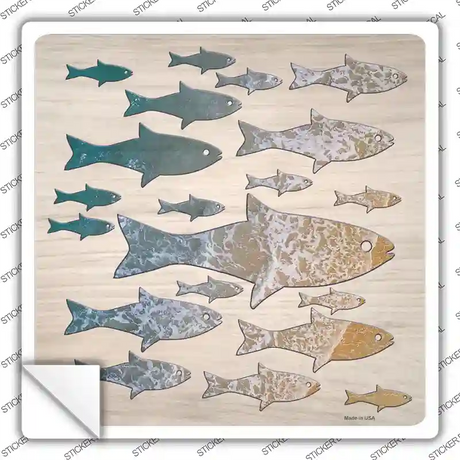 School of Fish Novelty Square Sticker Decal