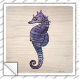 Seahorse on Wood Novelty Square Sticker Decal