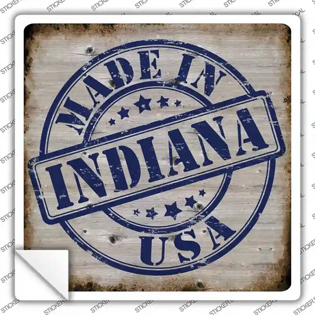 Indiana Stamp On Wood Novelty Square Sticker Decal