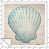 Seashell on Wood Novelty Square Sticker Decal