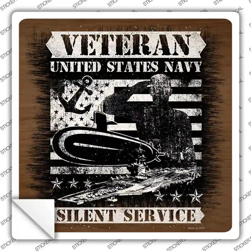 Veteran Silent Service Novelty Square Sticker Decal
