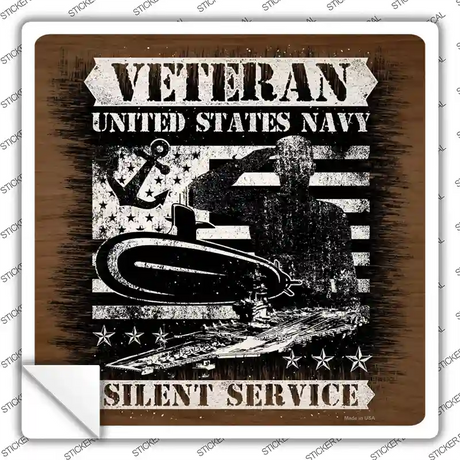 Veteran Silent Service Novelty Square Sticker Decal