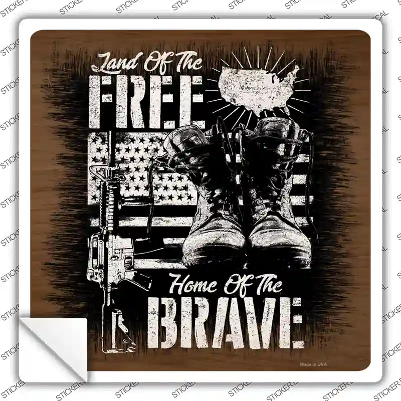 Land of Free Home of Brave Novelty Square Sticker Decal