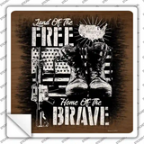 Land of Free Home of Brave Novelty Square Sticker Decal