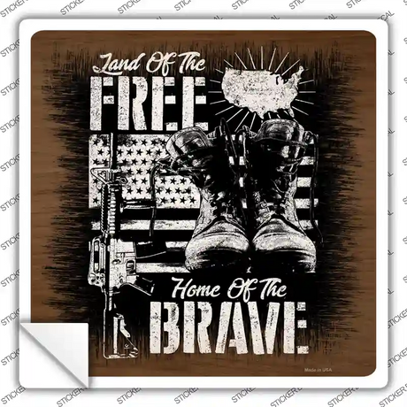 Land of Free Home of Brave Novelty Square Sticker Decal
