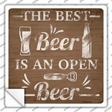 Best Beer Open Beer Novelty Square Sticker Decal