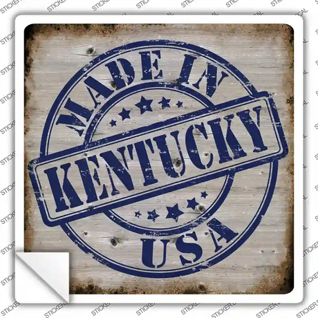 Kentucky Stamp On Wood Novelty Square Sticker Decal