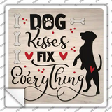 Dog Kisses Fix Everything Novelty Square Sticker Decal