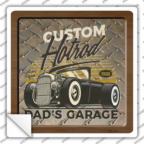 Dads Garage Novelty Square Sticker Decal