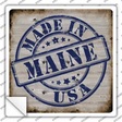 Maine Stamp On Wood Novelty Square Sticker Decal
