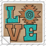 Love Turquoise Novelty Square Sticker Decal