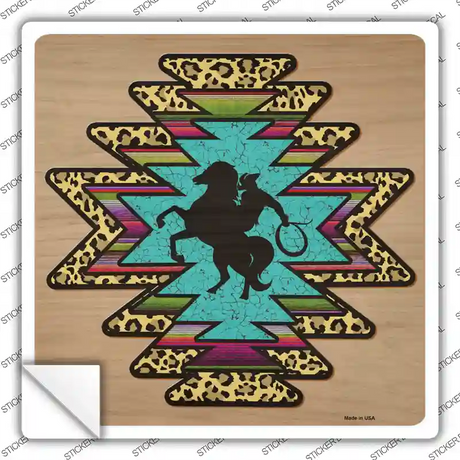 Bronco Turquoise Novelty Square Sticker Decal