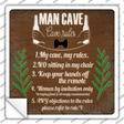 Man Cave 5 Rules Novelty Square Sticker Decal