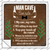 Man Cave 5 Rules Novelty Square Sticker Decal