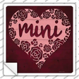 Mini Heart Rose Novelty Square Sticker Decal