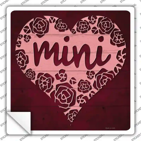 Mini Heart Rose Novelty Square Sticker Decal
