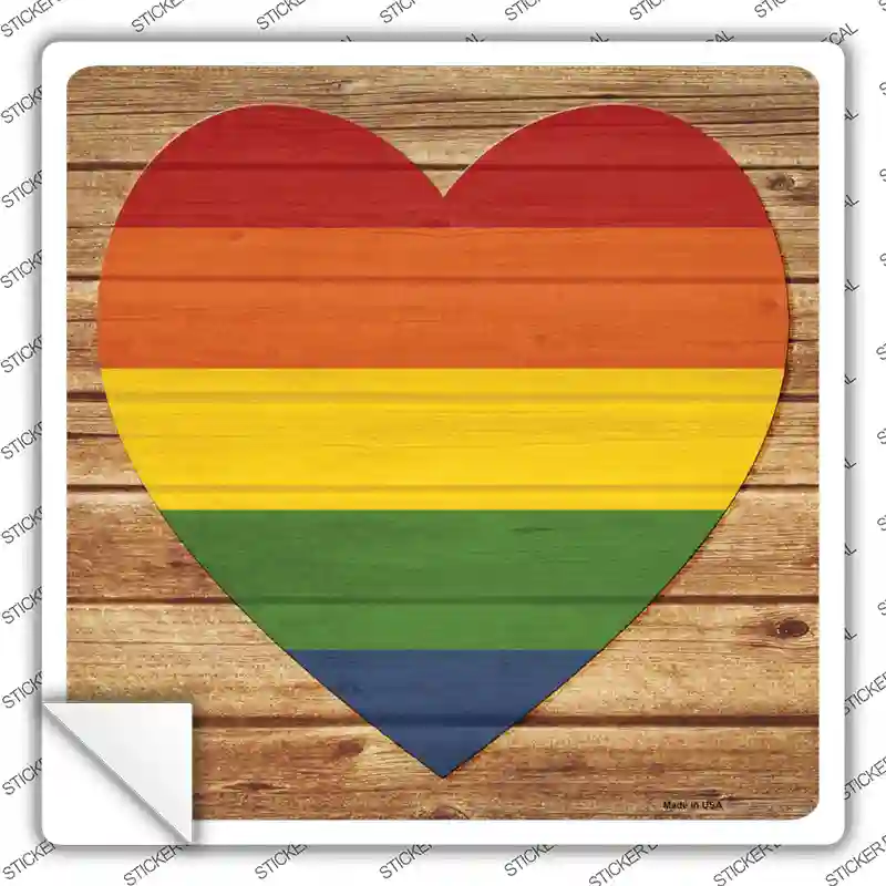 Heart Rainbow Novelty Square Sticker Decal