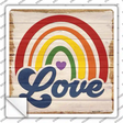 Love Rainbow Heart Novelty Square Sticker Decal