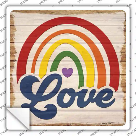 Love Rainbow Heart Novelty Square Sticker Decal