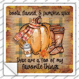 Boots Flannel Pumpkin Spice Novelty Square Sticker Decal