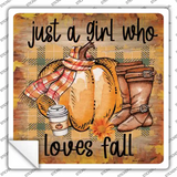 Loves Fall Novelty Square Sticker Decal