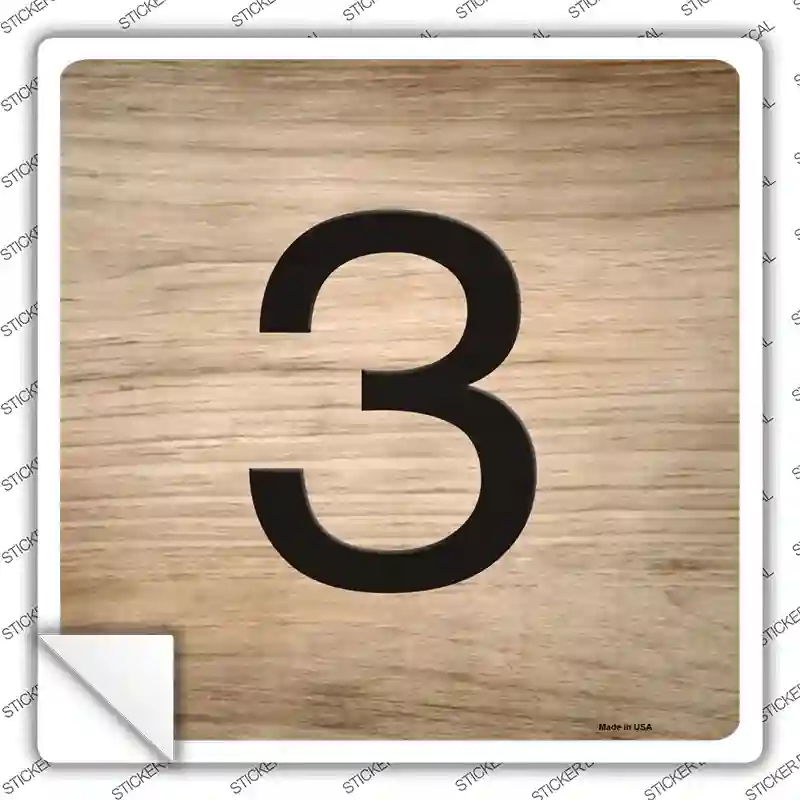 3 Number Tiles Novelty Square Sticker Decal