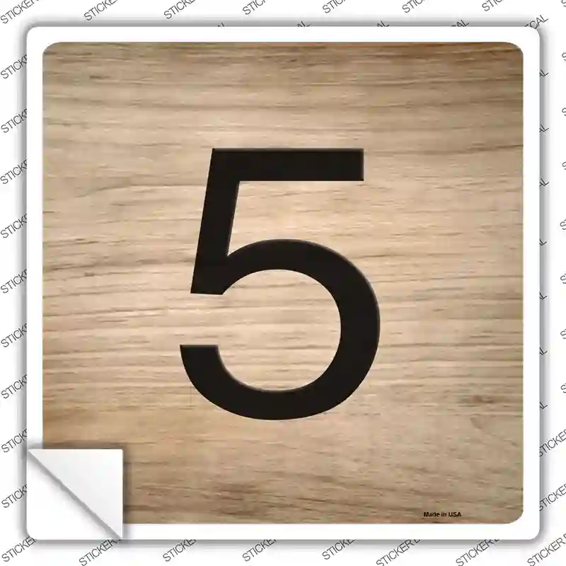 5 Number Tiles Novelty Square Sticker Decal
