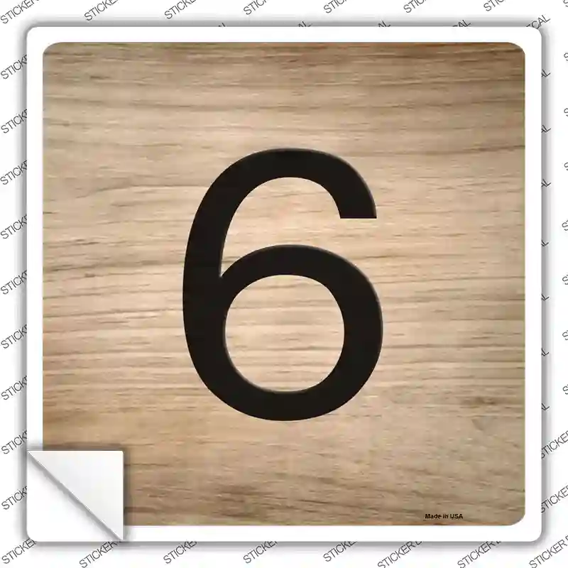 6 Number Tiles Novelty Square Sticker Decal