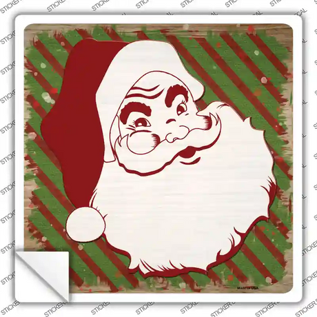Santa Claus Red and Green Novelty Square Sticker Decal