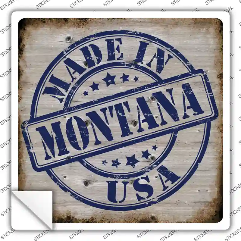 Montana Stamp On Wood Novelty Square Sticker Decal