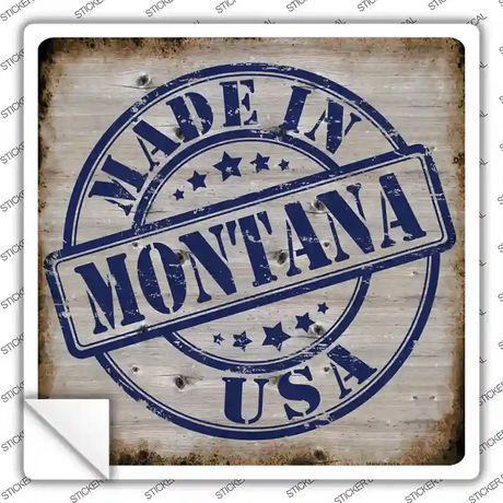 Montana Stamp On Wood Novelty Square Sticker Decal