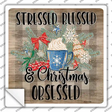 Christmas Obsessed Novelty Square Sticker Decal