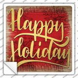 Happy Holiday Red Novelty Square Sticker Decal