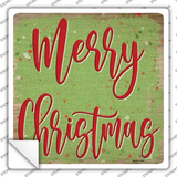 Merry Christmas Green Novelty Square Sticker Decal