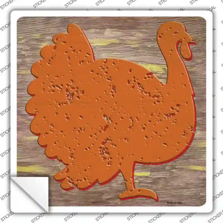 Orange Turkey Novelty Square Sticker Decal
