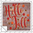 Hello Fall Purple Novelty Square Sticker Decal