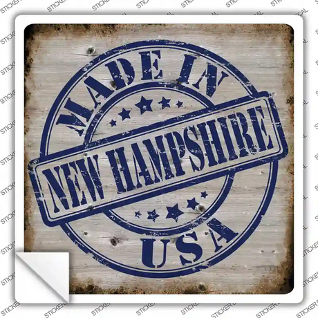 New Hampshire Stamp On Wood Novelty Square Sticker Decal