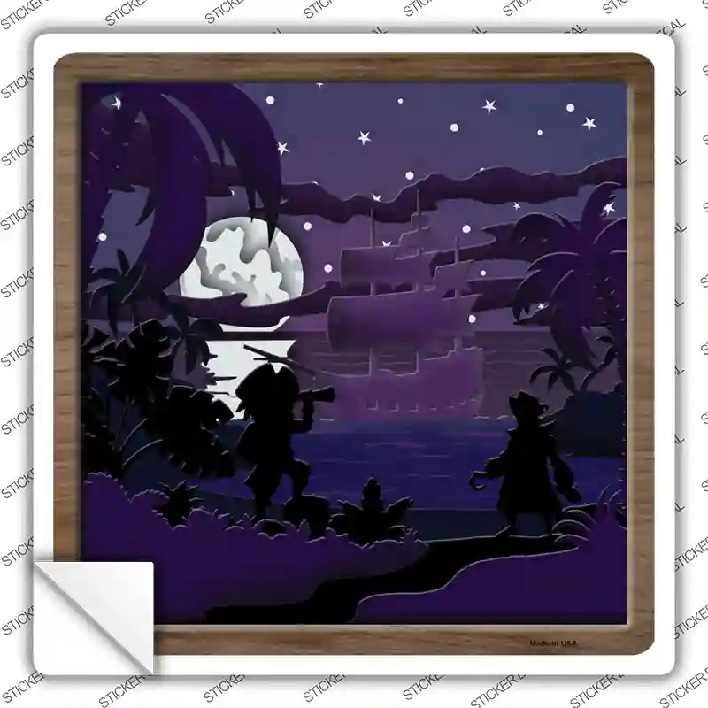 Pirates Shadow Box Novelty Square Sticker Decal