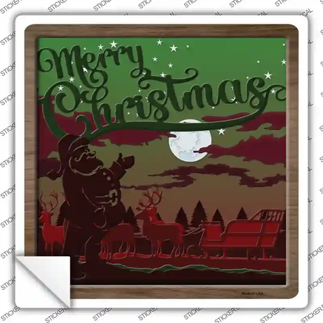 Merry Christmas Shadow Box Novelty Square Sticker Decal
