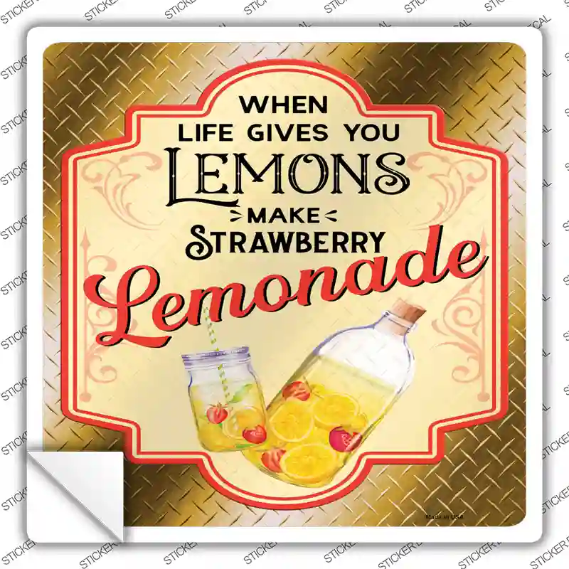 Make Strawberry Lemonade Gold Novelty Square Sticker Decal
