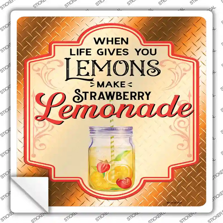 Make Strawberry Lemonade Orange Novelty Square Sticker Decal