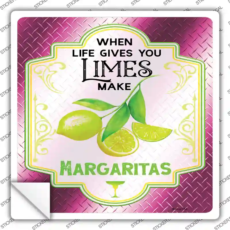 Make Margaritas Pink Novelty Square Sticker Decal