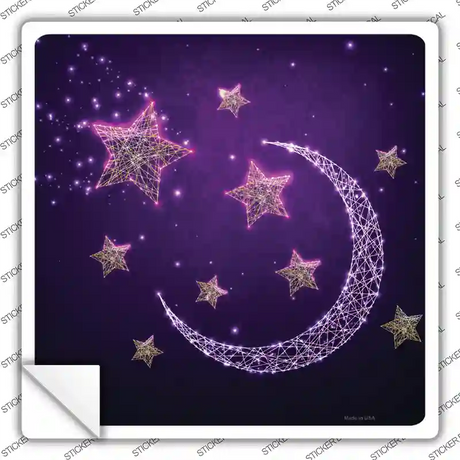 Moon and Stars Novelty Square Sticker Decal