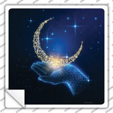 Moon In Hand Novelty Square Sticker Decal